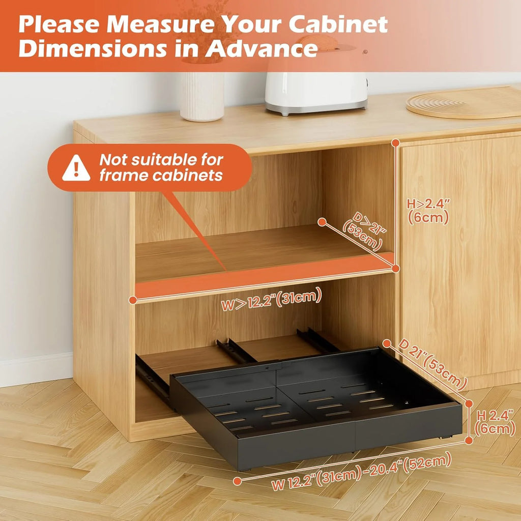 2Pack Expandable Pull Out Cabinet Organizer 21Deep, Adjustable Width 12.2-20.4, Black N9851