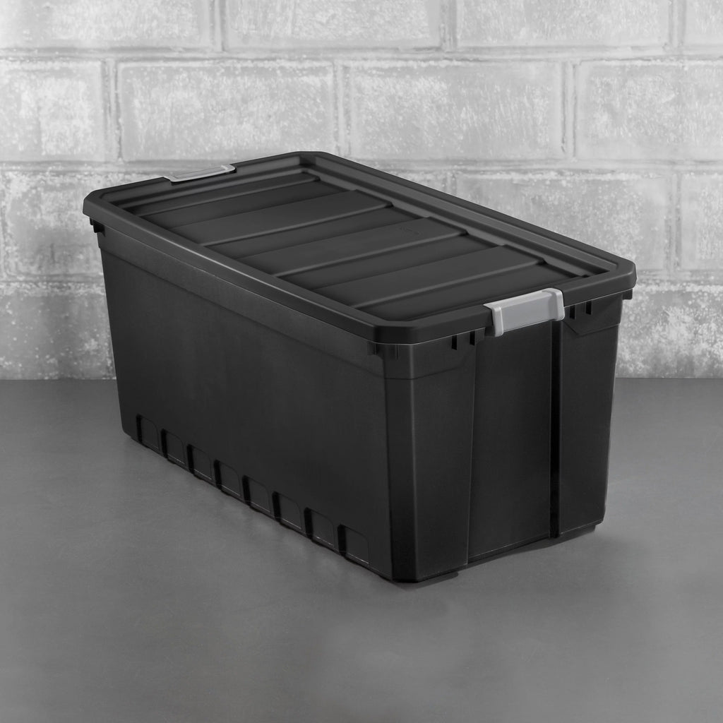 50 Gallon Black Plastic Stacker Tote Set of 3 B8752