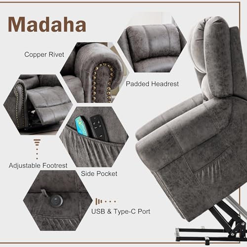 Large Dual Motor Power Lift Recliner Chair with Massage and Heat Z770930