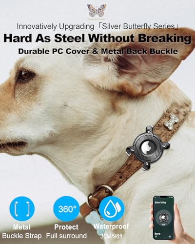 IPX8 Waterproof Hard TPU Dog Collar Airtag Holder with Metal Buckle Strap V705115