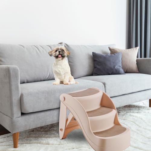Beige Non-Slip Folding Pet Stairs D846