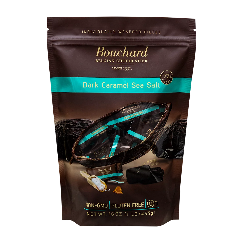 Belgian Dark Chocolate with Caramel & Sea Salt Individually Wrapped Napolitains 16 OZ Bag P147829