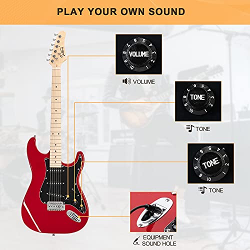 Full Size Electric Guitar with 20W Amp and Accessories Pack Guitar Bag (Green) I953