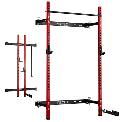 2" x 2" Folding Wall Mounted Squat Rack with Pull Up Bar Z840
