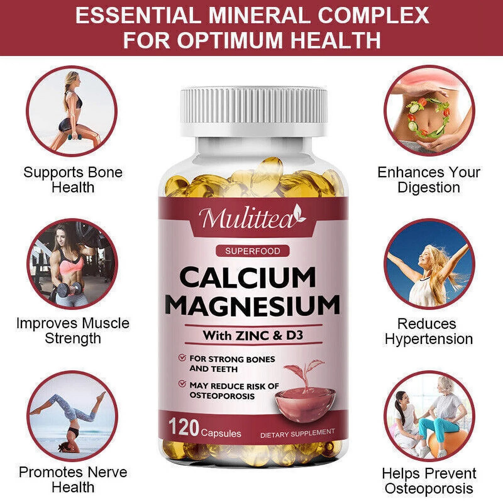 60 Vegetarian Tablets Zinc Calcium Magnesium Vitamin D Supplement N4160