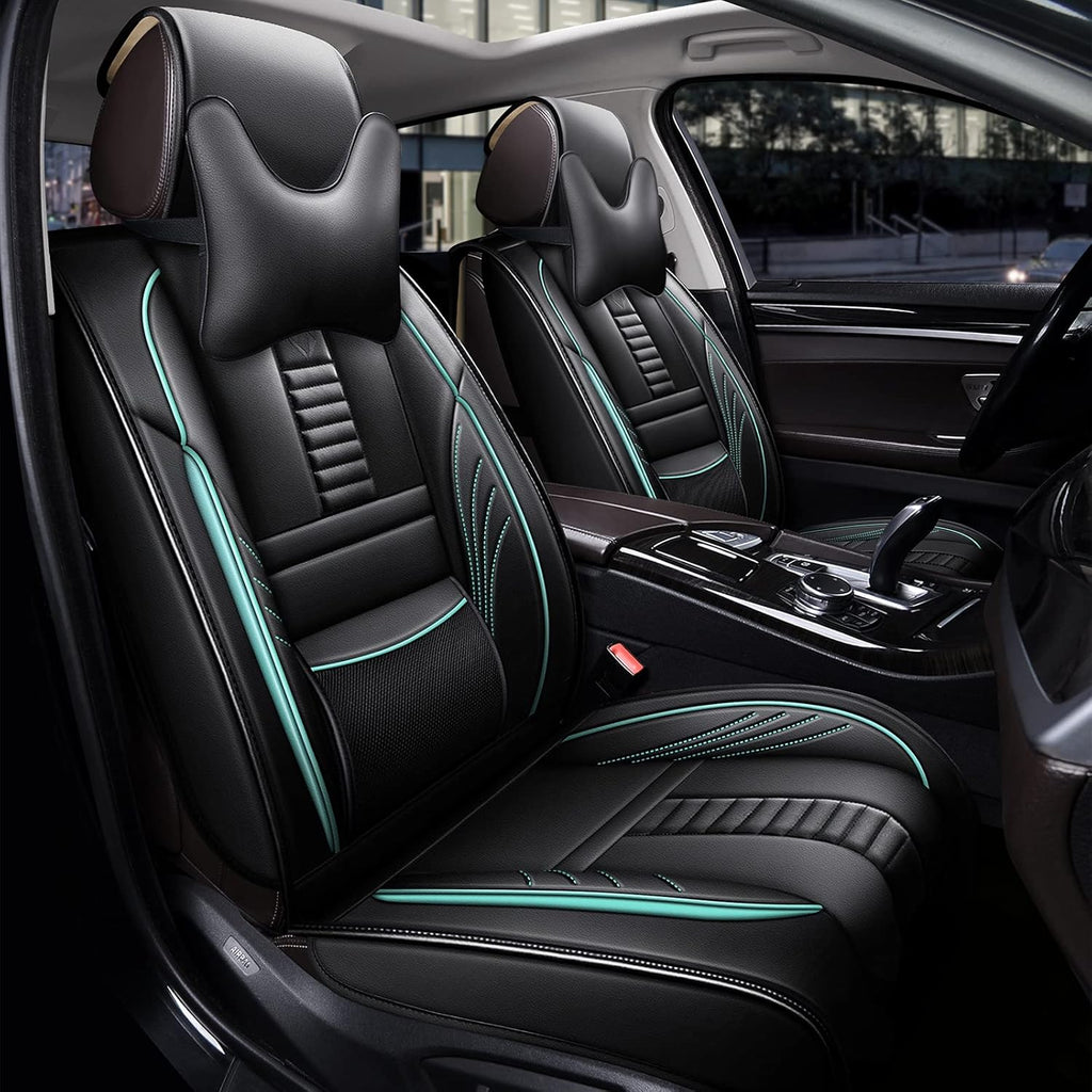 Grey Leather Car Seat Cover Full Set for 5 Seats E610
