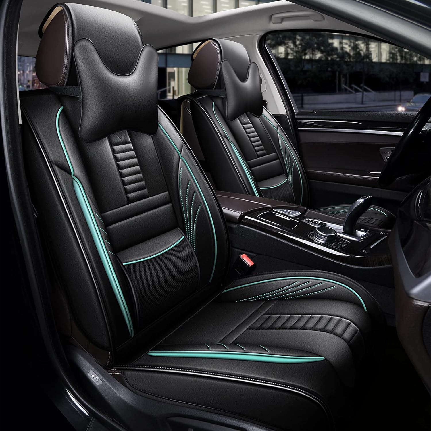 Grey Leather Car Seat Cover Full Set for 5 Seats E610