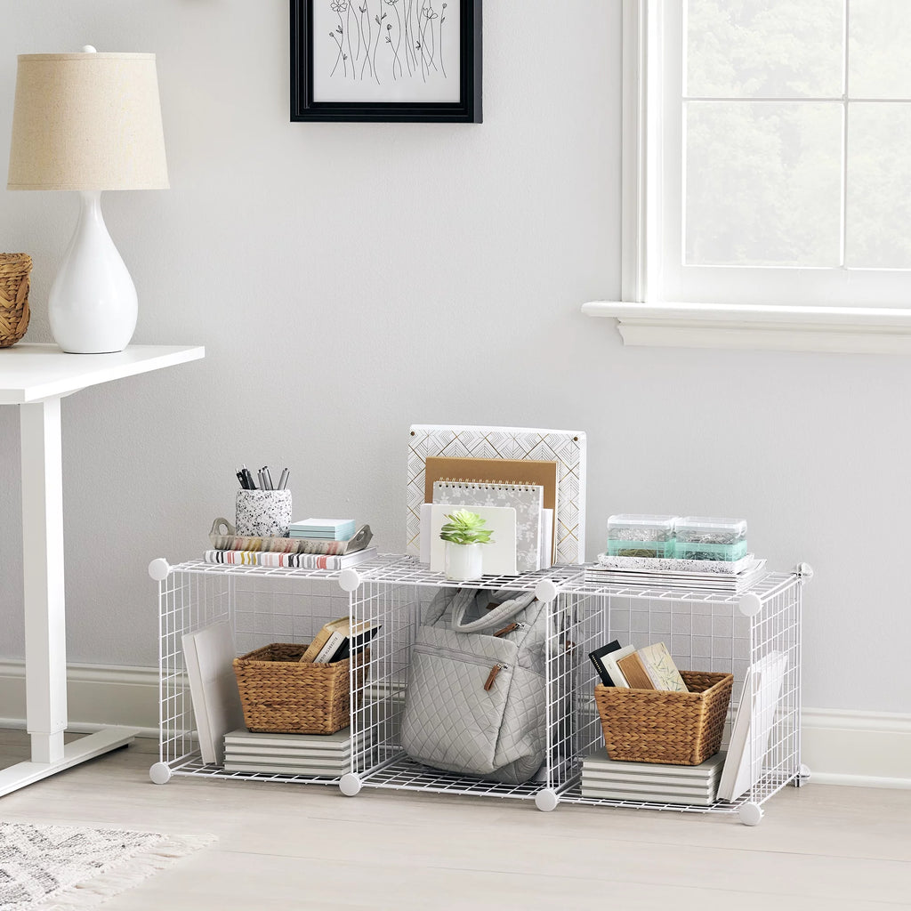 White 3-Piece Stackable Modular Storage Cube Set V922129