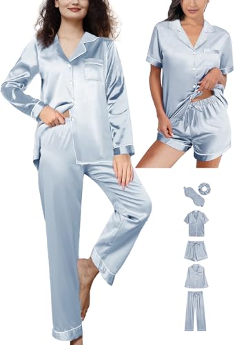 6Pcs Silk Satin Pajamas Set G900