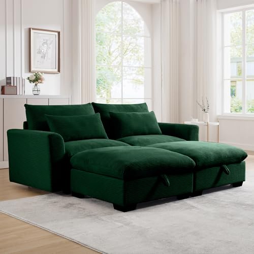 Brown Corduroy Ottomans for Modular Sectional Sofa Z11787