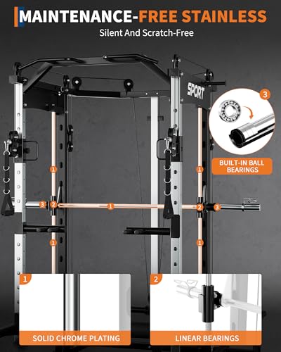 Smith Machine Squat Rack Power Cage Cable Crossover System LAT Pulldown Machine Z628945