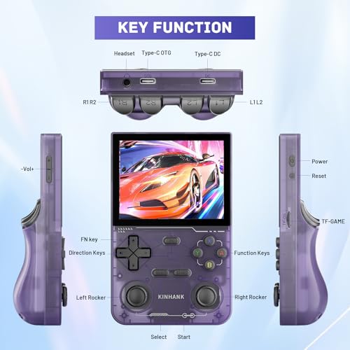 Retro Handheld Game Console with 64GB TF Card, 3.5 Inch IPS Screen Black C84244