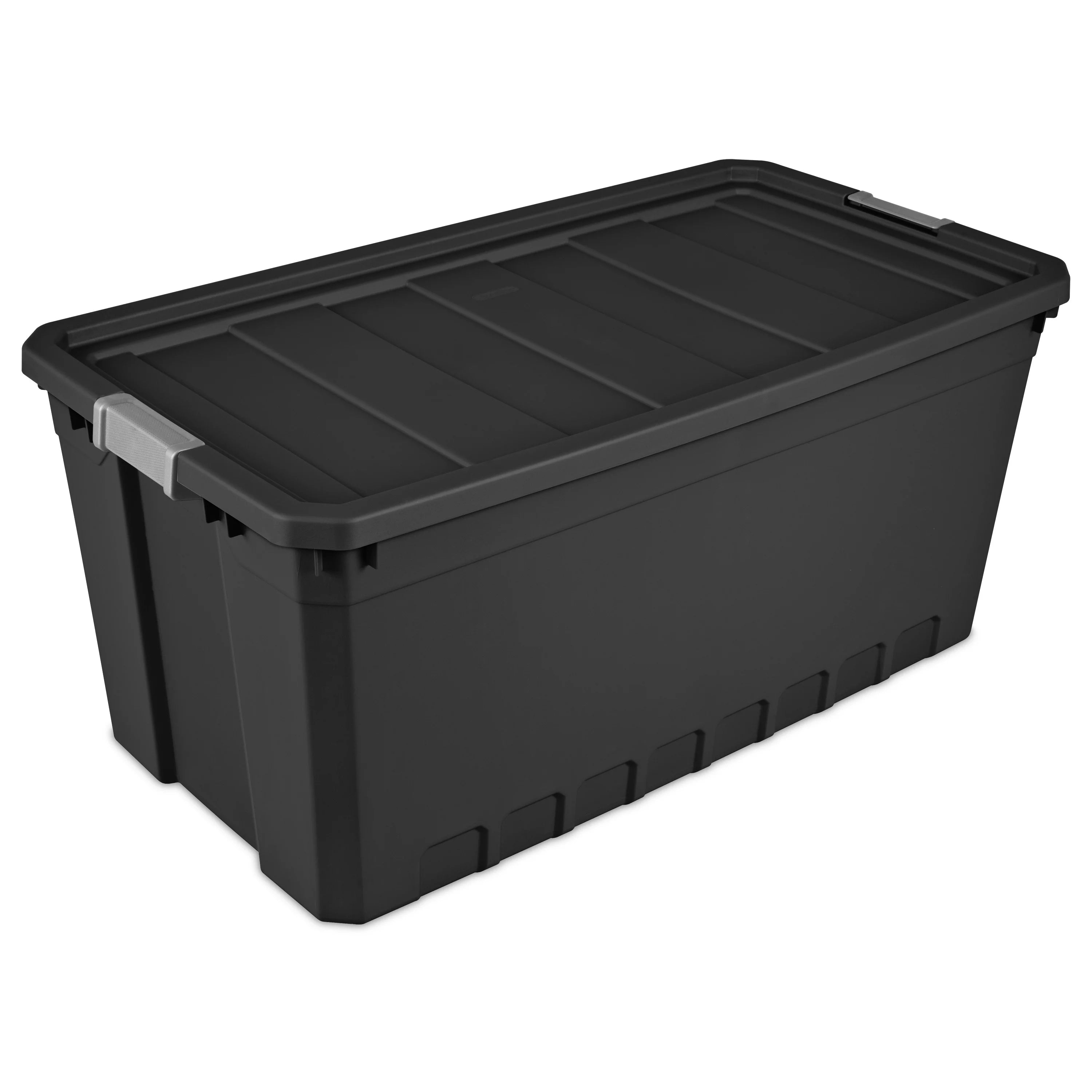 50 Gallon Black Plastic Stacker Tote Set of 3 B8752