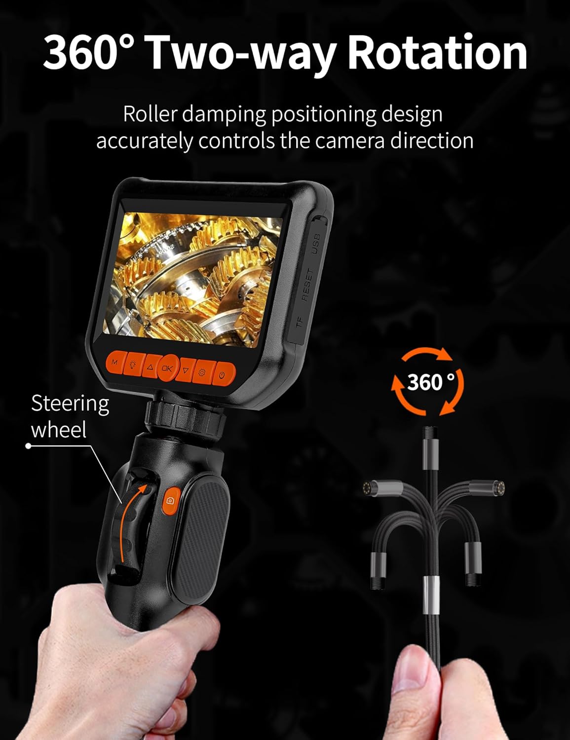 Endoscope Camera with Light, 5.0 ft Semi-Rigid Cable, 1080 HD C637
