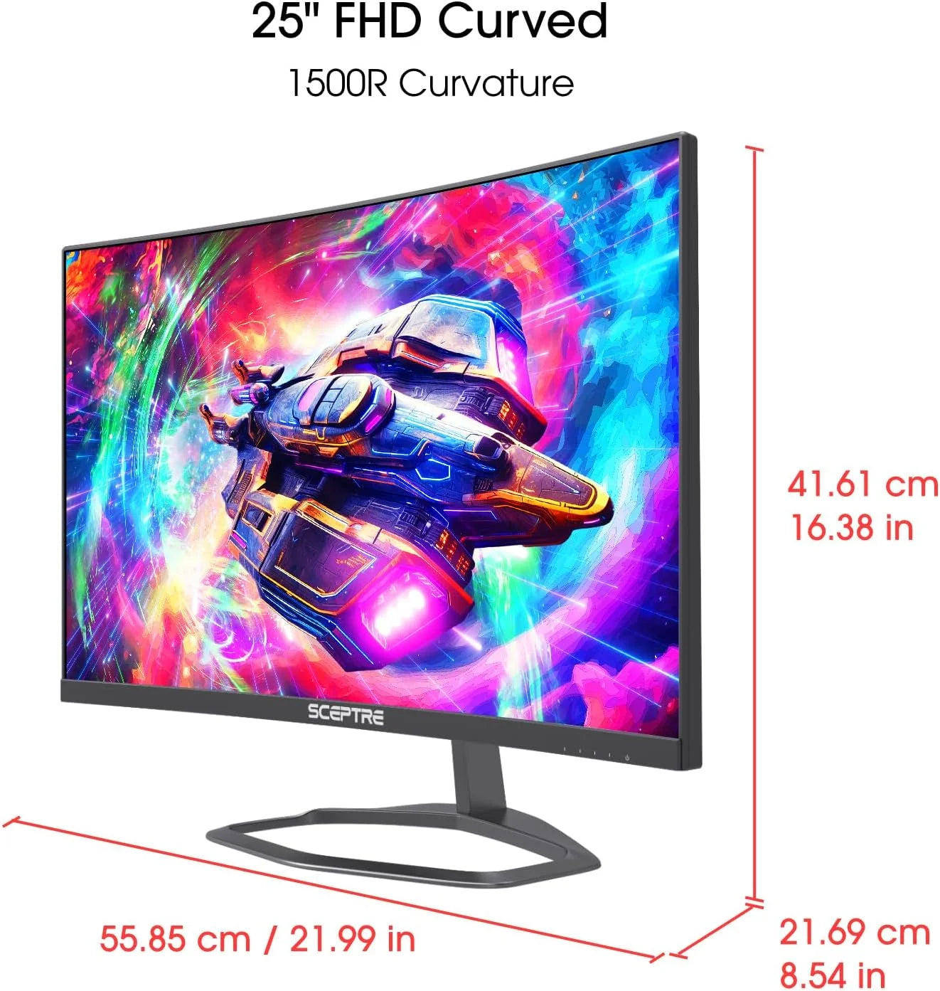 Curved 24.5-inch Gaming Monitor 240Hz 1080p 1ms DisplayPort HDMI Machine Black E48617