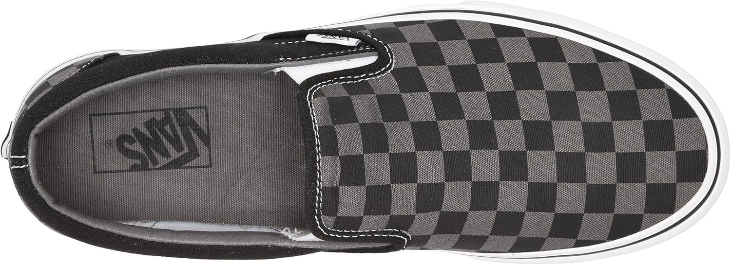 Black/Pewter Checkerboard Slip-On Shoes Size 10.5 T796