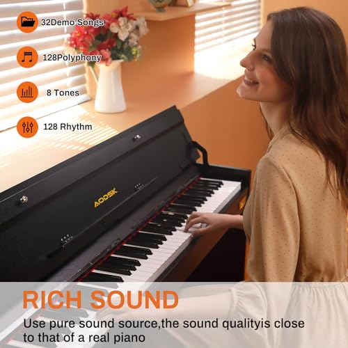 88-Key Weighted Hammer Action Digital Piano with Speakers, Furniture Stand and Triple Pedals A611