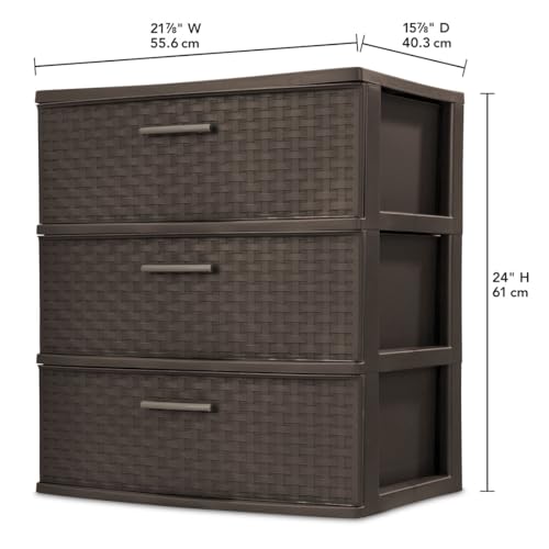 Espresso 3 Drawer Plastic Weave Storage Tower R4963