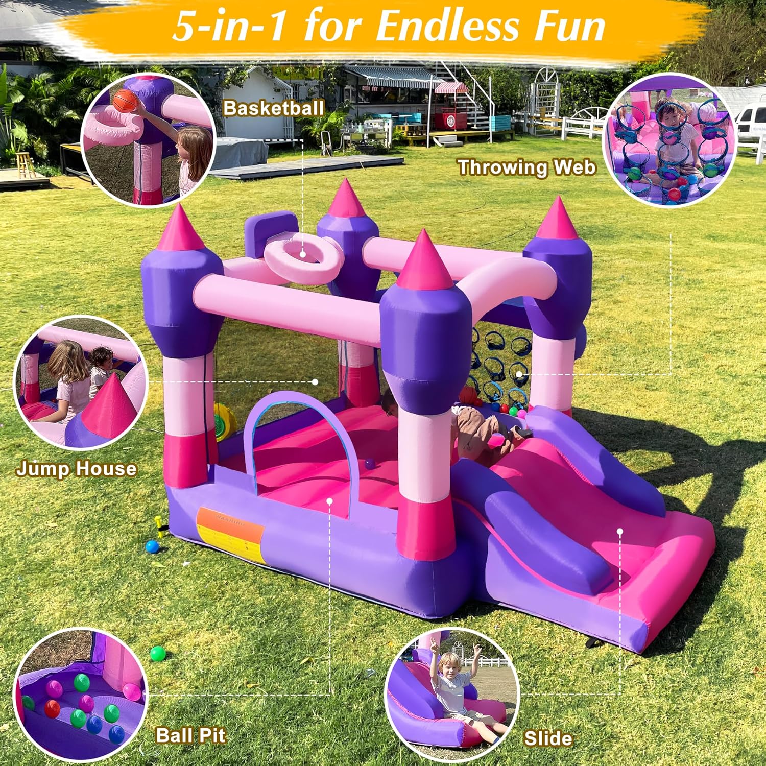 Inflatable Bounce House with Slide J643