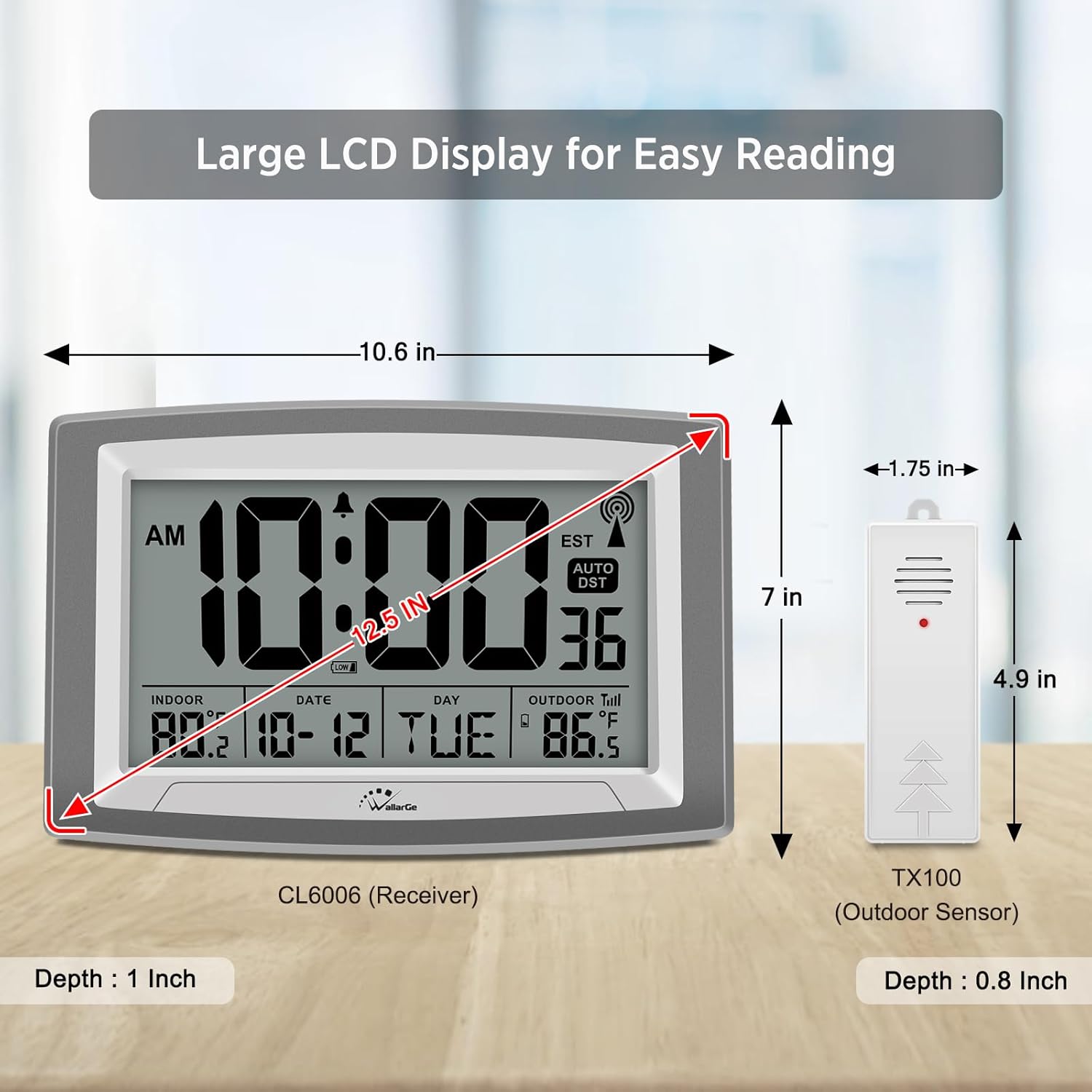 12.5 Inch Self-Setting Digital Clock with Indoor Temperature Q4902