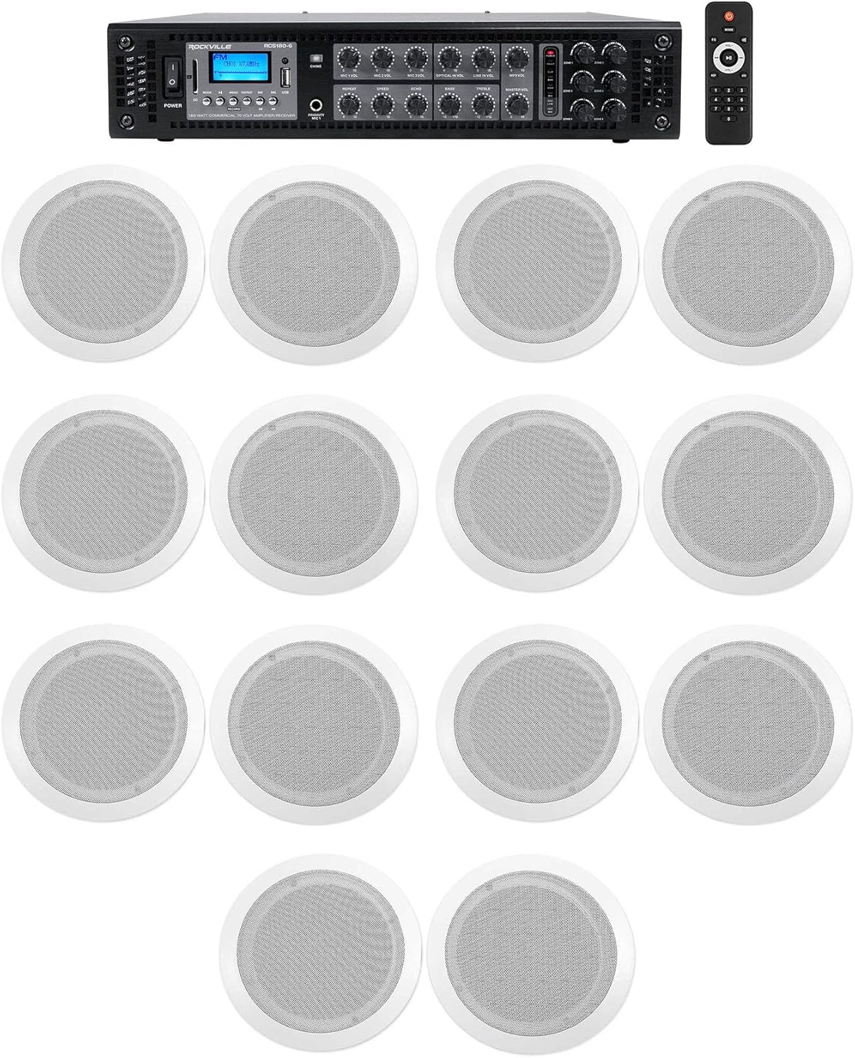 6 Zone Home Audio System with 14 Ceiling Speakers R917860
