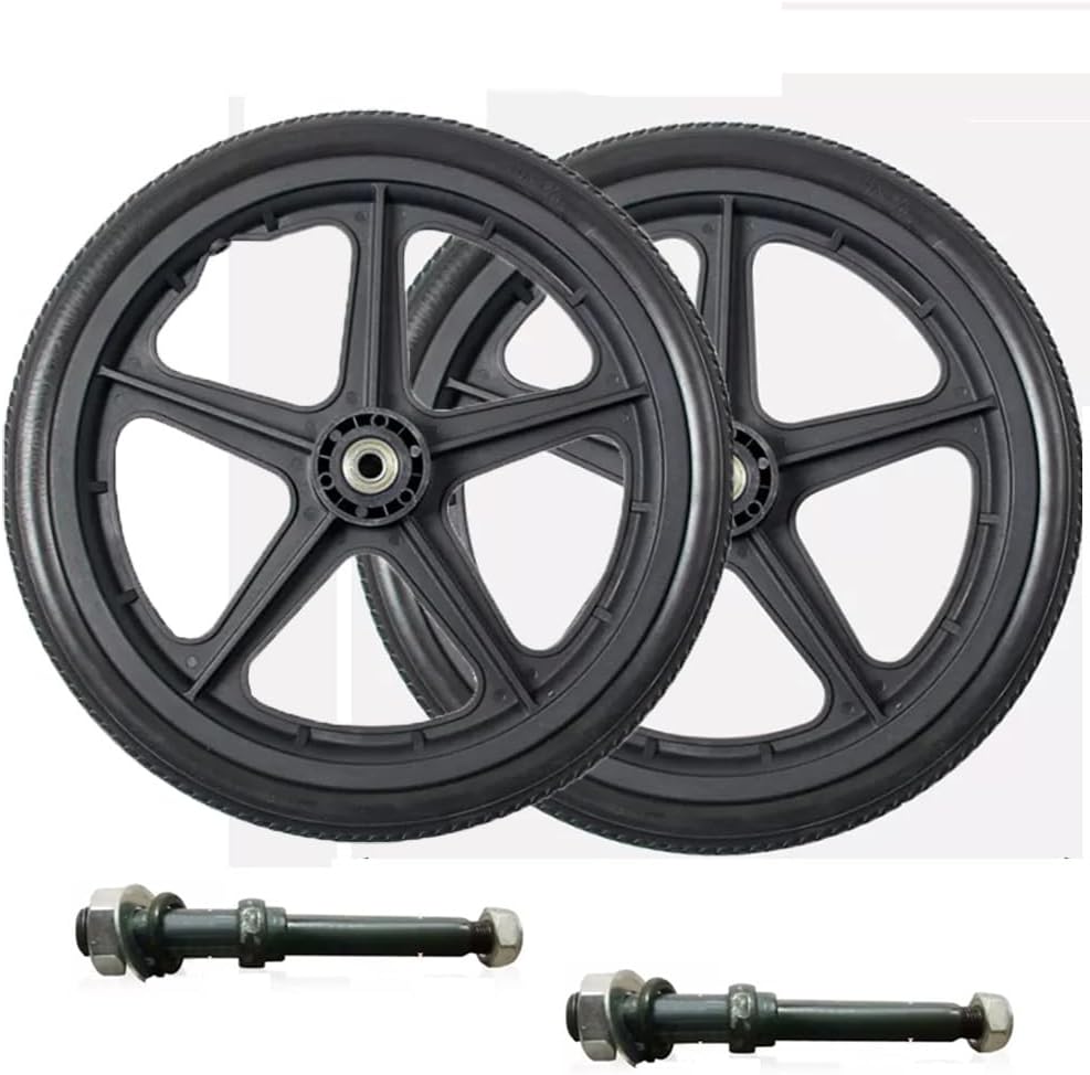 16 Inch Wheelchair Replacement Rear Wheels with 12mm Bearings, Non-Inflatable, 1 Pair Z619802