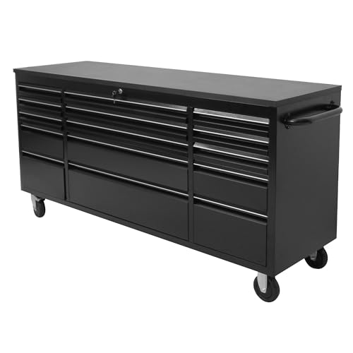 Black 72 in Rolling Tool Chest with Drawers Mobile Tool Cabinet E689