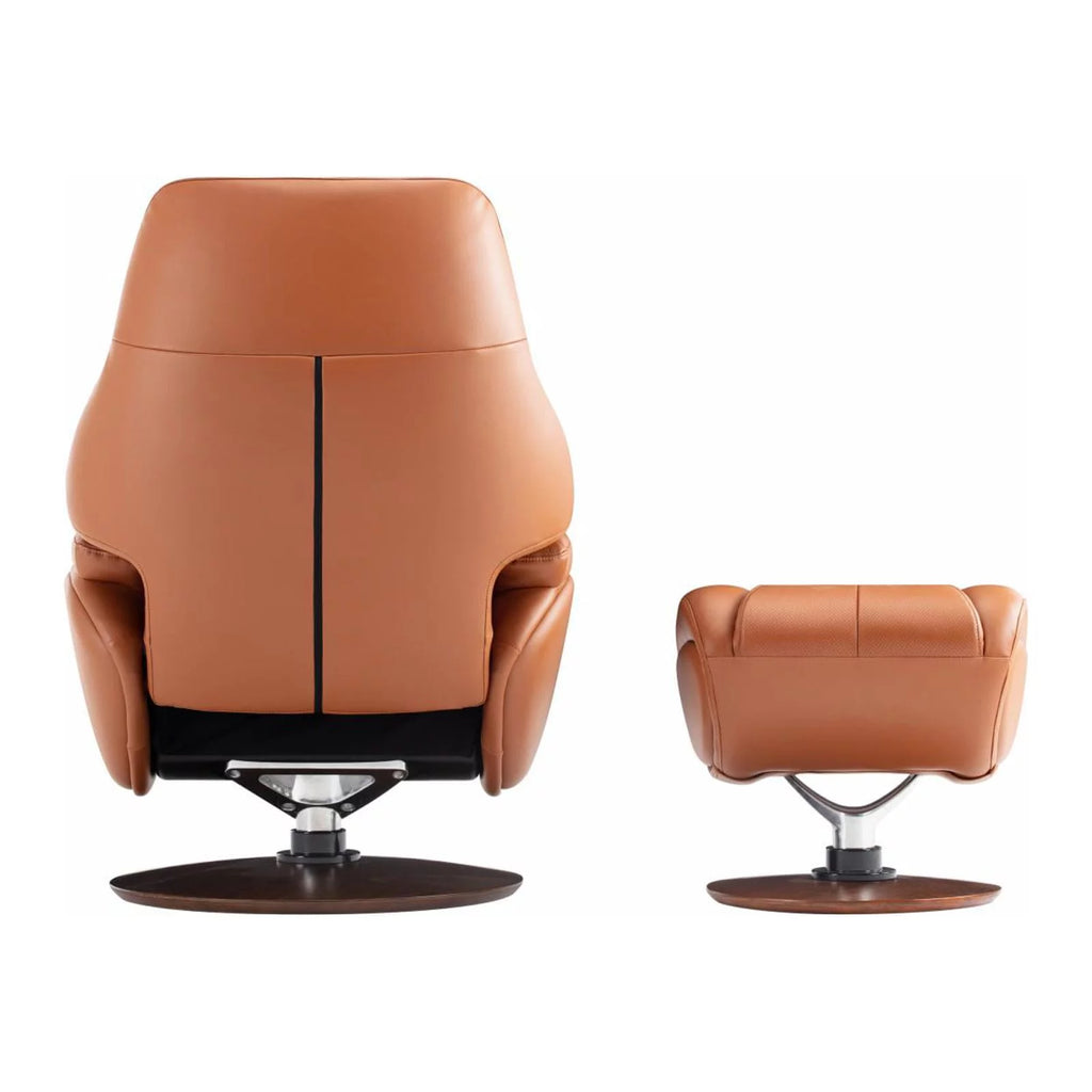 Leather Pedestal Recliner with Ottoman D810576