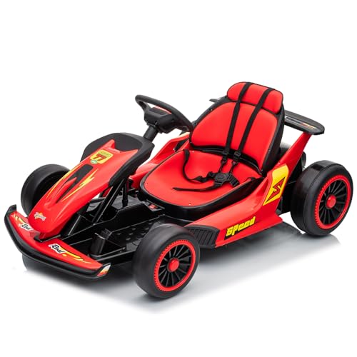 24V Electric Go Kart with 400W Motors, EVA Tires, Max Speed 8.1 MPH, Rose Red J782