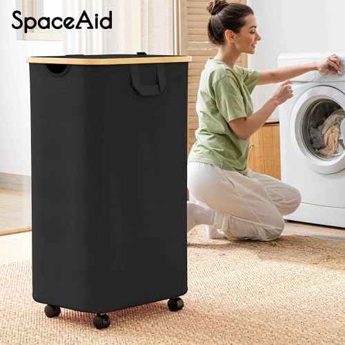 Gray 29 Gal Rolling Laundry Hamper with Lid R905351