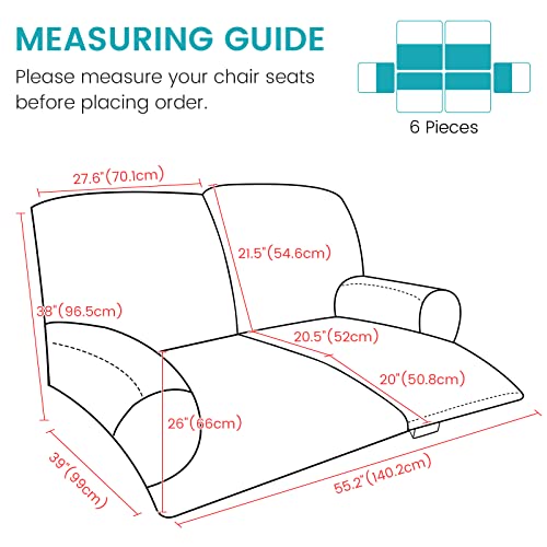 2 Seat Stretch Reclining Loveseat Sofa Cover with Side Pocket P256