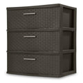 Espresso 3 Drawer Plastic Weave Storage Tower R4963