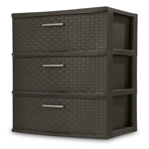 Espresso 3 Drawer Plastic Weave Storage Tower R4963
