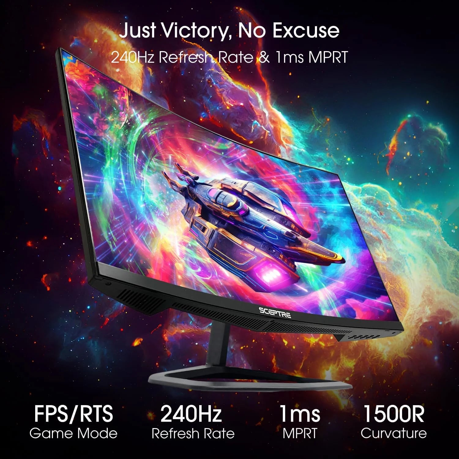 Curved 24.5-inch Gaming Monitor 240Hz 1080p 1ms DisplayPort HDMI Machine Black E48617