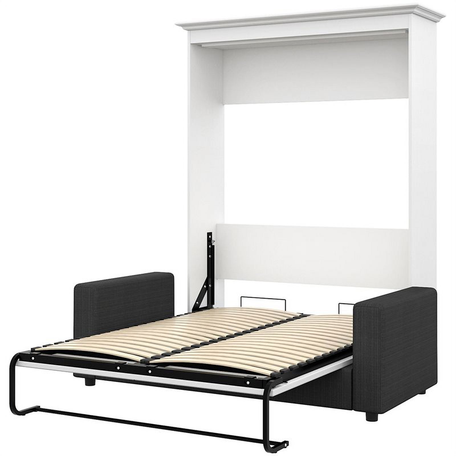 73"W White Gray Wood Full Murphy Bed with Sofa U62784