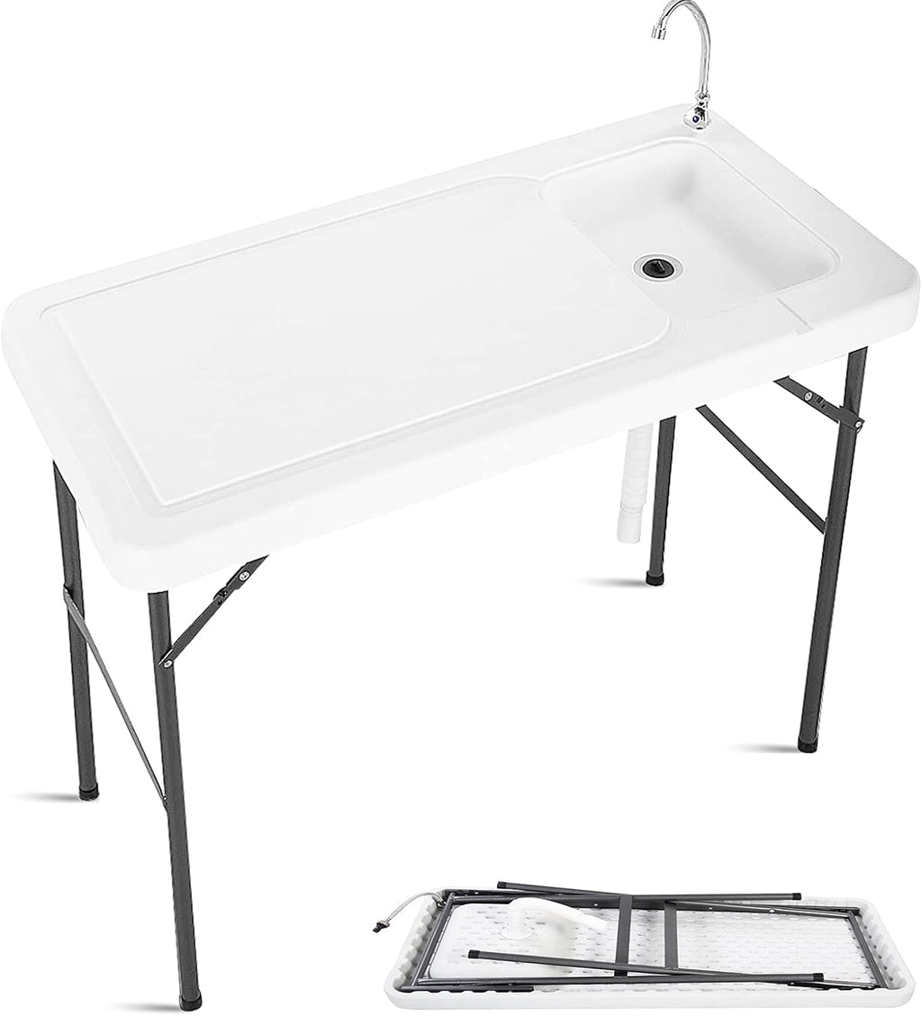 Folding Fish Cleaning Table with Sink and Faucet S63870