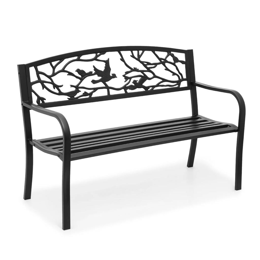 Black Cast Iron Patio Bench Q616