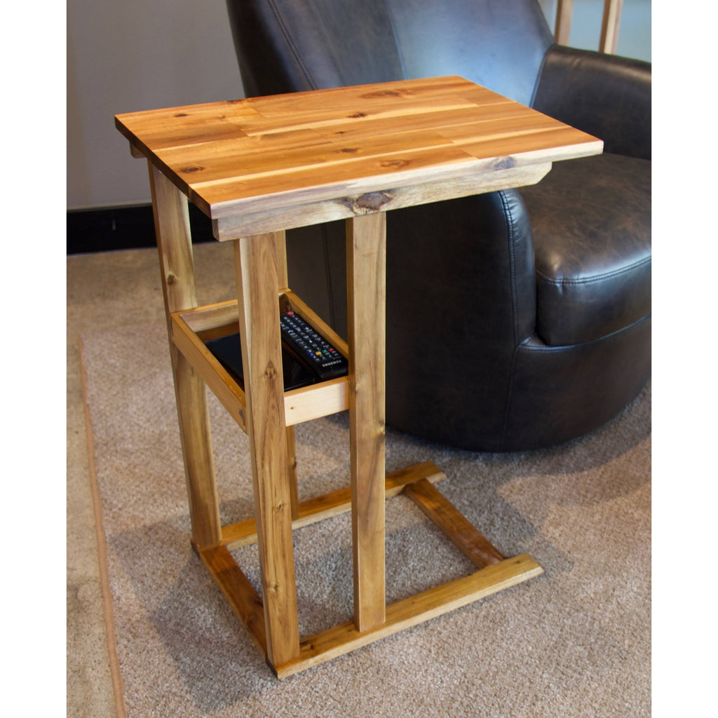 Solid Acacia Wood C Table with Storage Tray - Black Q665592