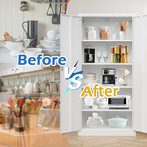 72" H x 36" W x 18" D White Steel Locking Storage Cabinet with Adjustable Shelves K11850