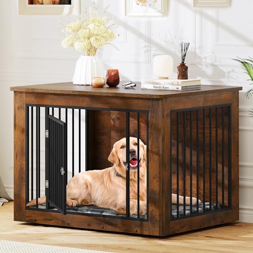 38"L Rustic Brown Dog Crate Furniture N6348