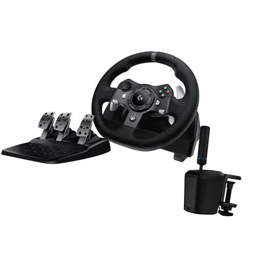 Black Leather Steering Wheel with Floor Pedals H4508