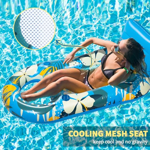 Heavy Duty Inflatable Pool Float with Cup Holder Backrest O431669