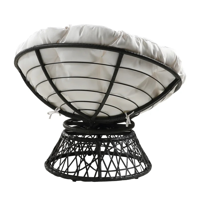 White cushion Papasan Chair with Black Frame Z954531