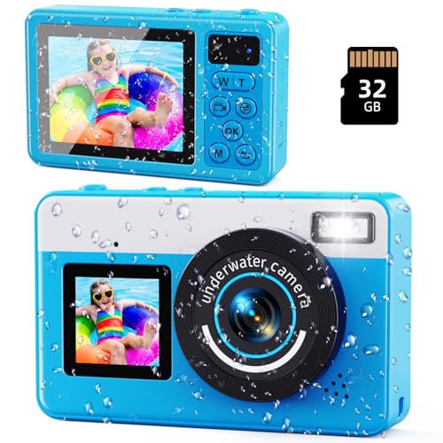 10 FT Waterproof Floating Camera with 32GB Card, Dual Screen Selfie Camera, 48MP 18X Autofocus Compact Digital Camera R541329