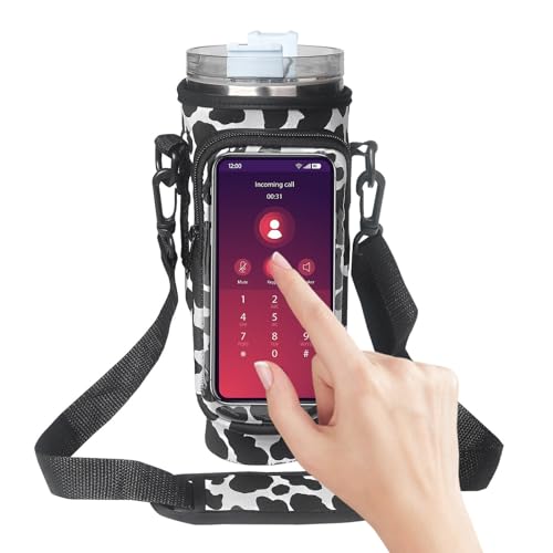 Neoprene Water Bottle Carrier Sling Bag with Strap and Phone Pocket D83470