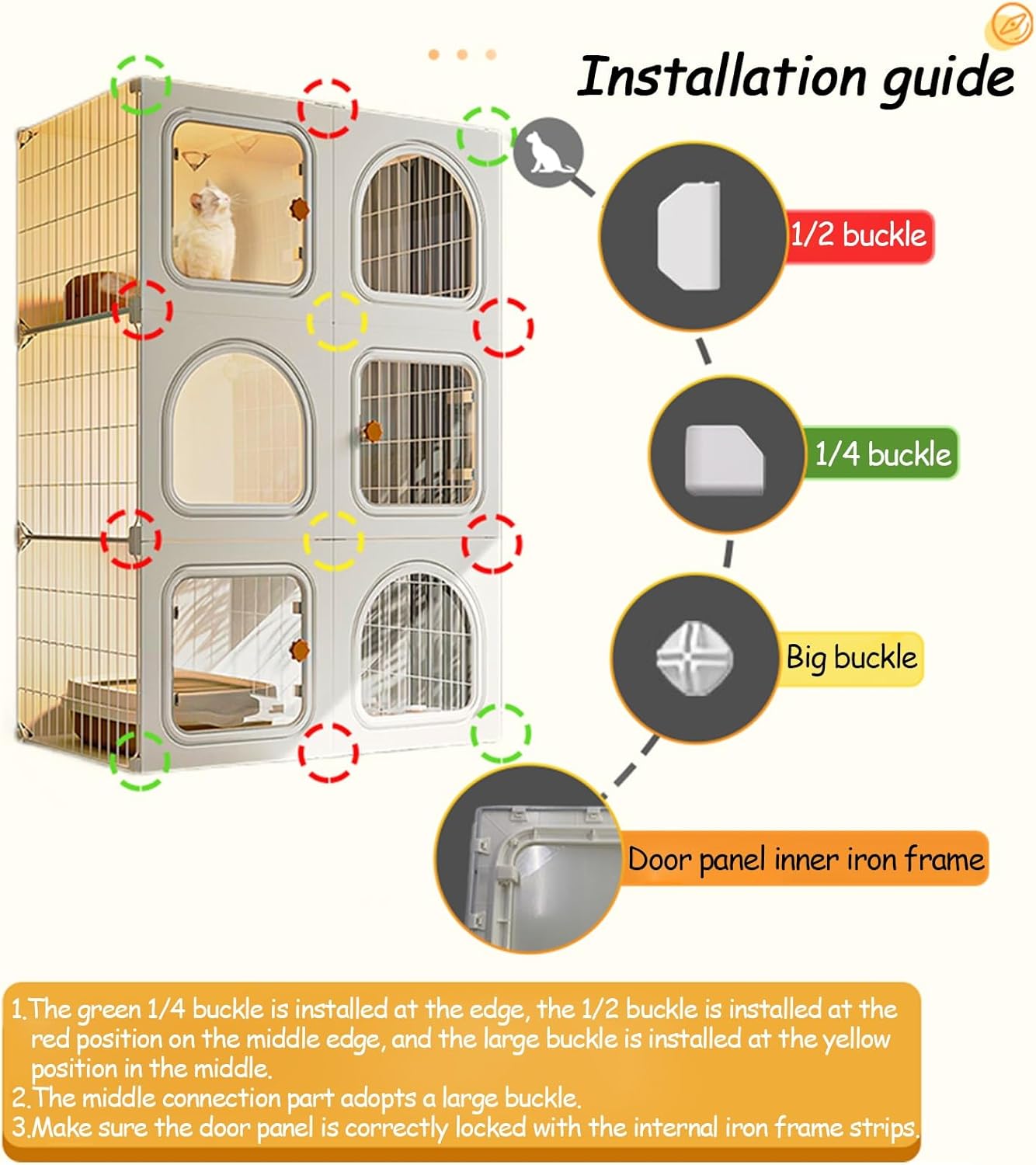 Cat Cage with Cat Litter Box, Large 2/3 Tier Cat Playpen Cat Kennels U8804