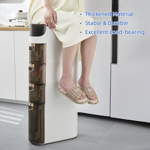 2-Tiers Slim Bathroom Floor Cabinet with Drawers W193469