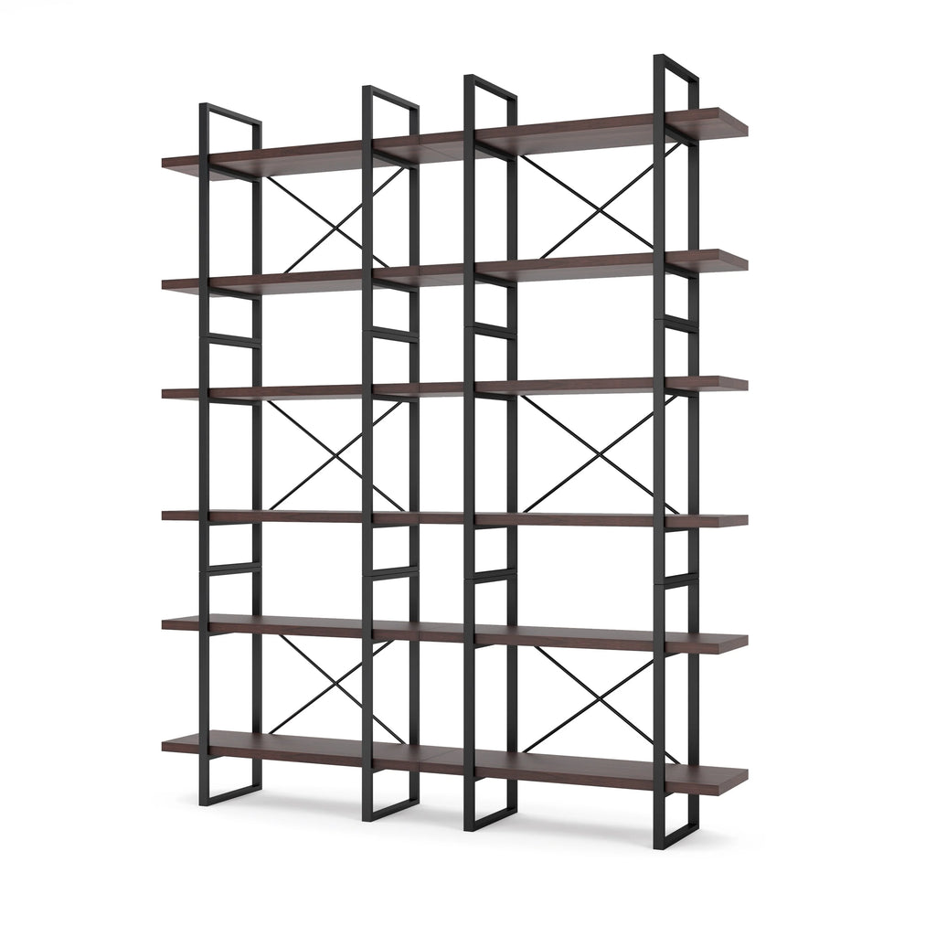 Dark Walnut 6-Tiers Divider Bookcase N783