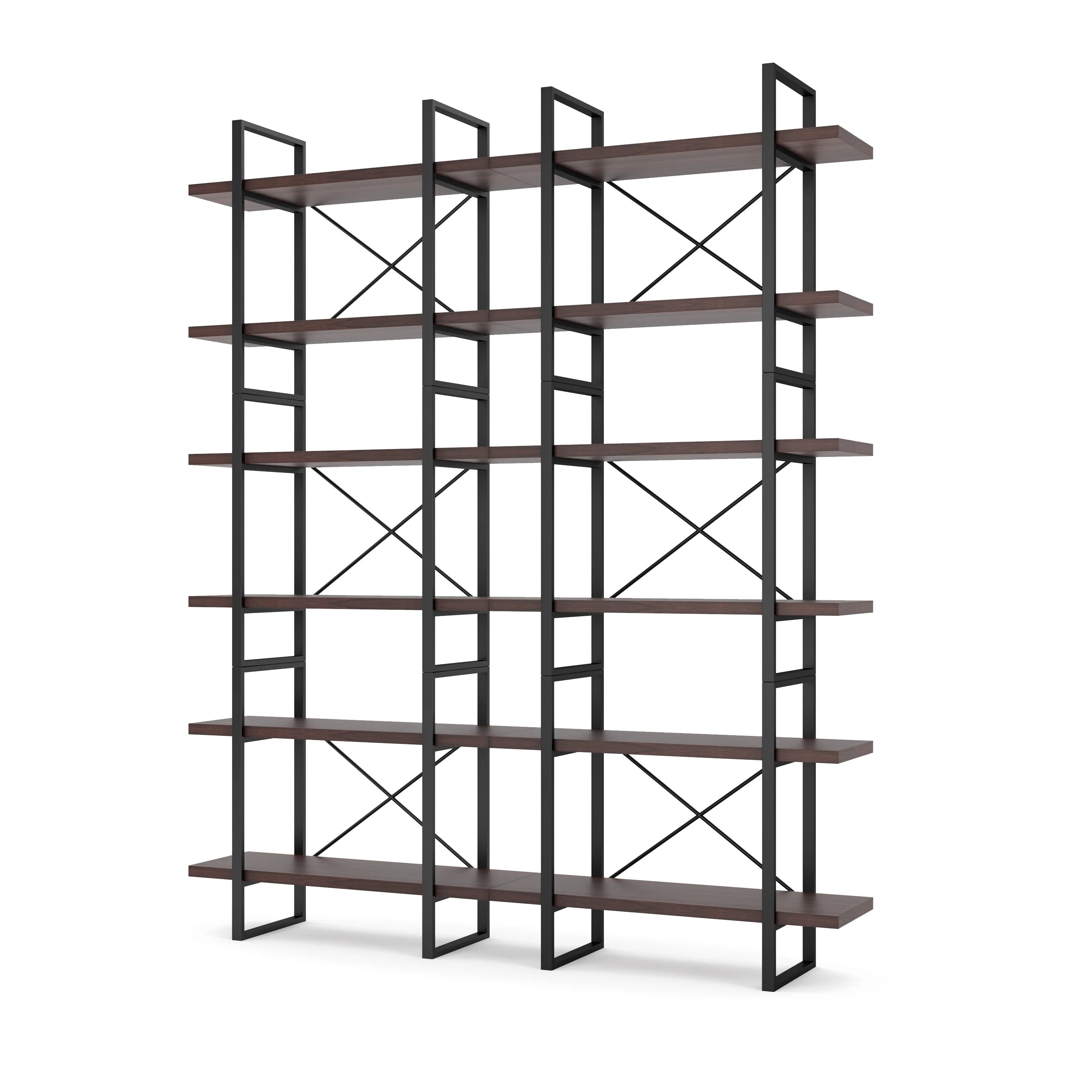 Dark Walnut 6-Tiers Divider Bookcase N783