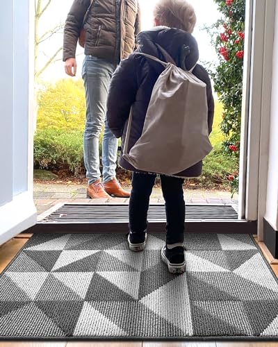 Black Non Slip Washable Absorbent Low-Profile Entrance Mat, 24"X36" Q125
